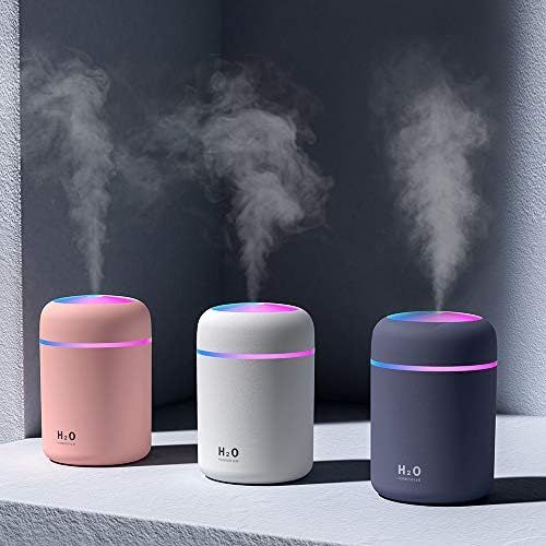  [아마존베스트]AISHNA Mini Humidifier, Humidifier With Two Spray Modes, With 300 ml Water, USB Charging Function, 2 Mist Modes, Super Quiet, Automatic Shut-off And Night Light Function