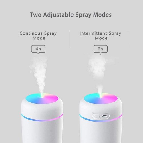  [아마존베스트]AISHNA Mini Humidifier, Humidifier With Two Spray Modes, With 300 ml Water, USB Charging Function, 2 Mist Modes, Super Quiet, Automatic Shut-off And Night Light Function