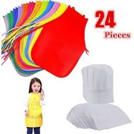 [아마존베스트]AIVS 24 Pieces Children’s Artists Fabric Aprons & Chef Hats for Kitchen, Classroom, Community Event, Crafts and Art Painting Activity,Kids Size(M 2-12 Year)