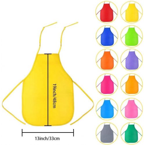  [아마존베스트]AIVS 24 Pieces Children’s Artists Fabric Aprons & Chef Hats for Kitchen, Classroom, Community Event, Crafts and Art Painting Activity,Kids Size(M 2-12 Year)