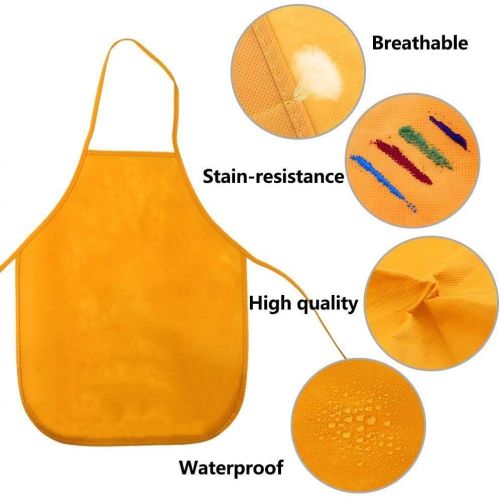  [아마존베스트]AIVS 24 Pieces Children’s Artists Fabric Aprons & Chef Hats for Kitchen, Classroom, Community Event, Crafts and Art Painting Activity,Kids Size(M 2-12 Year)