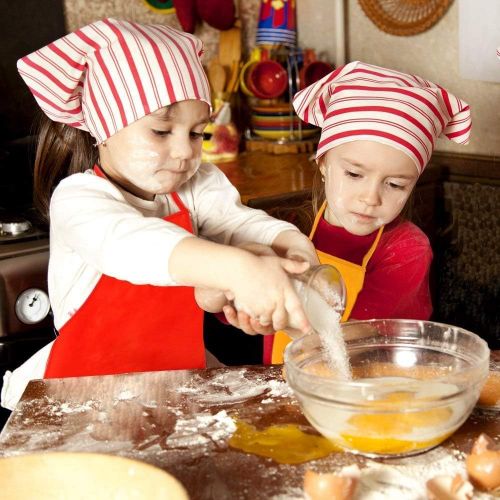  [아마존베스트]AIVS 24 Pieces Children’s Artists Fabric Aprons & Chef Hats for Kitchen, Classroom, Community Event, Crafts and Art Painting Activity,Kids Size(M 2-12 Year)