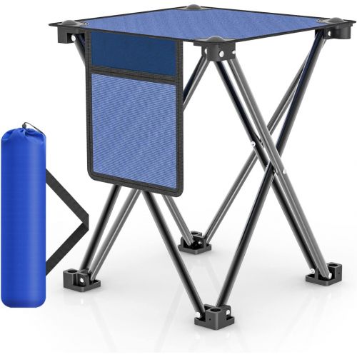  AIWOXING Small Folding Camping Stool, Portable Rest Seat Collapsible Slacker Stool for Outdoor Camping Walking Hunting Hiking Fishing Travel Beach Garden BBQ, Metal 600D Oxford Cloth with C