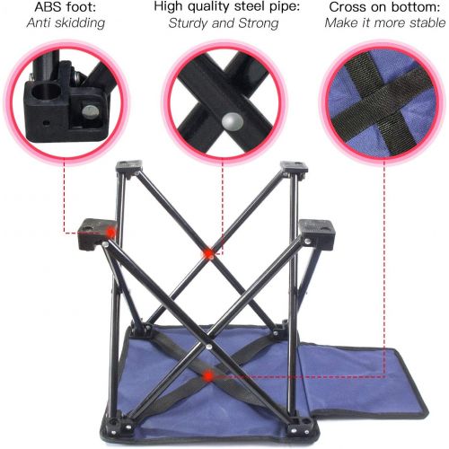  AIWOXING Small Folding Camping Stool, Portable Rest Seat Collapsible Slacker Stool for Outdoor Camping Walking Hunting Hiking Fishing Travel Beach Garden BBQ, Metal 600D Oxford Cloth with C