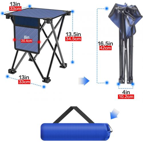  AIWOXING Small Folding Camping Stool, Portable Rest Seat Collapsible Slacker Stool for Outdoor Camping Walking Hunting Hiking Fishing Travel Beach Garden BBQ, Metal 600D Oxford Cloth with C