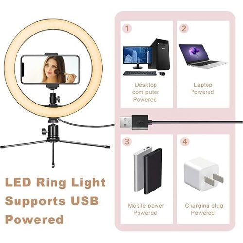  Dimmable Desk Makeup LED Ring Light 10