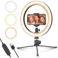 [아마존 핫딜] AIXPI LED Ring Light 10 with Tripod Stand & Phone Holder for Live Streaming & YouTube Video, Dimmable Desk Makeup Ring Light for Photography, Shooting with 3 Light Modes & 10 Brightness