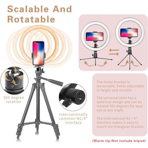  [아마존 핫딜] AIXPI LED Ring Light 10 with Tripod Stand & Phone Holder for Live Streaming & YouTube Video, Dimmable Desk Makeup Ring Light for Photography, Shooting with 3 Light Modes & 10 Brightness