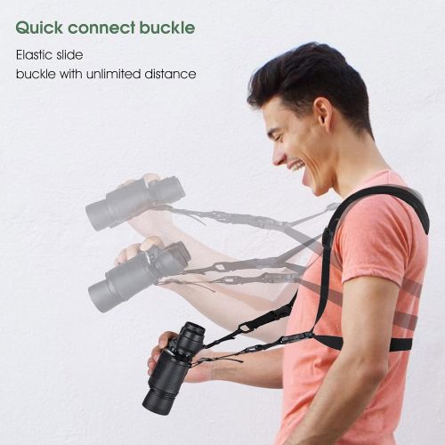 AIXPI Binocular Harness Strap, Camera Chest Harness with Adjustable Stretchy and Quick Release, X-Shaped Decompression Binocular Straps for Carrying Binocular, Cameras, Rangefinders and
