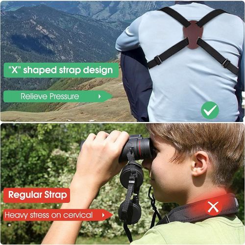  AIXPI Binocular Harness Strap, Camera Chest Harness with Adjustable Stretchy and Quick Release, X-Shaped Decompression Binocular Straps for Carrying Binocular, Cameras, Rangefinders and