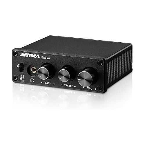  [아마존베스트]AIYIMA DAC-A2 DC5V Mini HiFi Power Audio Decoder PC USB DAC Headphone Amplifier AMP 24-Bit 192kHz Input USB/Coaxial/Optical Decoder Output RCA