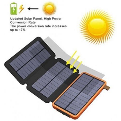  AIYIOUWEI Solar Charger 10000Mah Power Bank With 3 Solar Panels Waterproof Portable Battery Charger For Smartphones Tablets And Cameras