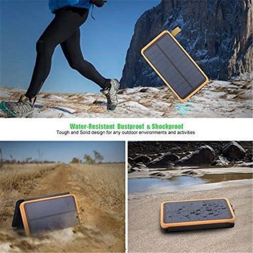  AIYIOUWEI Solar Charger 10000Mah Power Bank With 3 Solar Panels Waterproof Portable Battery Charger For Smartphones Tablets And Cameras