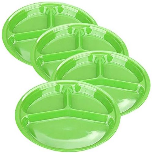  [아마존베스트]AIYoo Reusable Dinner Plates, 4 Pack BPA Free 10.25 Plastic Divided Plates for Adults / Kids Camping Plate with 3-Compartment Dinner Plates with Dividers Dishwasher Safe