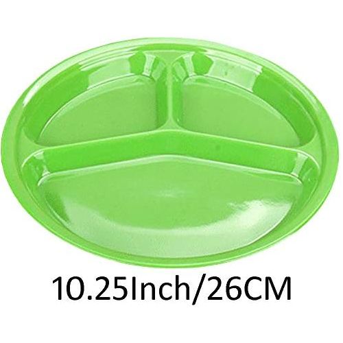  [아마존베스트]AIYoo Reusable Dinner Plates, 4 Pack BPA Free 10.25 Plastic Divided Plates for Adults / Kids Camping Plate with 3-Compartment Dinner Plates with Dividers Dishwasher Safe