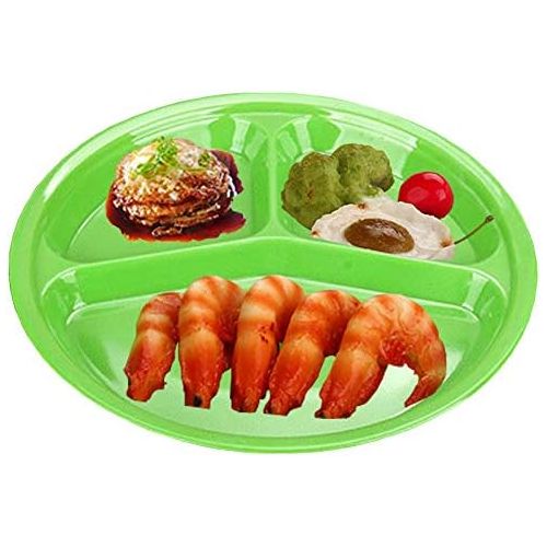  [아마존베스트]AIYoo Reusable Dinner Plates, 4 Pack BPA Free 10.25 Plastic Divided Plates for Adults / Kids Camping Plate with 3-Compartment Dinner Plates with Dividers Dishwasher Safe