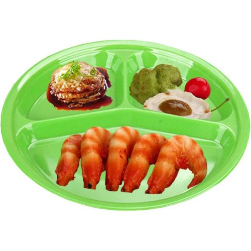  [아마존베스트]AIYoo Reusable Dinner Plates, 4 Pack BPA Free 10.25 Plastic Divided Plates for Adults / Kids Camping Plate with 3-Compartment Dinner Plates with Dividers Dishwasher Safe