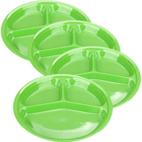  [아마존베스트]AIYoo Reusable Dinner Plates, 4 Pack BPA Free 10.25 Plastic Divided Plates for Adults / Kids Camping Plate with 3-Compartment Dinner Plates with Dividers Dishwasher Safe