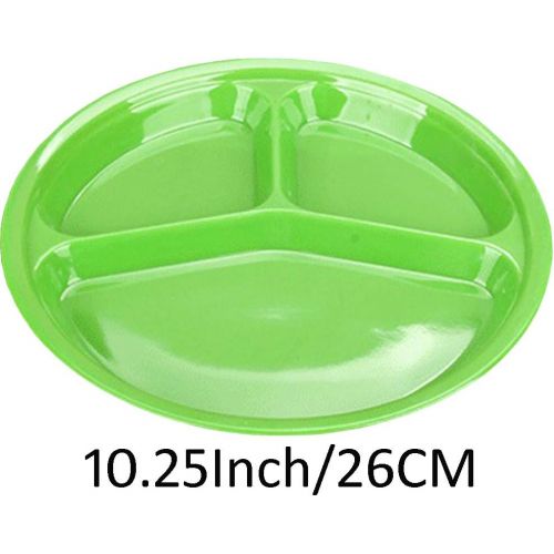  [아마존베스트]AIYoo Reusable Dinner Plates, 4 Pack BPA Free 10.25 Plastic Divided Plates for Adults / Kids Camping Plate with 3-Compartment Dinner Plates with Dividers Dishwasher Safe