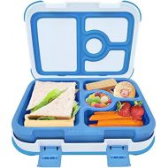 [아마존베스트]Bento Box for Kids, AIZARA Leakproof BPA Free Lunch Box Food Storage Container 4 Compartment Snack Packing for Travel & to-go Meal School Picnic Boys Girls Children and more (Blue)