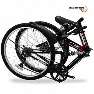 AJ SHOP Folding Mountain Bike 7 Speed Black 26 Bicycle Shimano Hybrid Suspension Sports