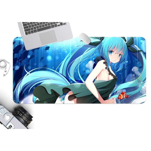  3D Hatsune Miku Underwater World 755 Japan Anime Game Non-Slip Office Desk Mouse Mat Game AJ WALLPAPER US Angelia (W120cmxH60cm(47x24))