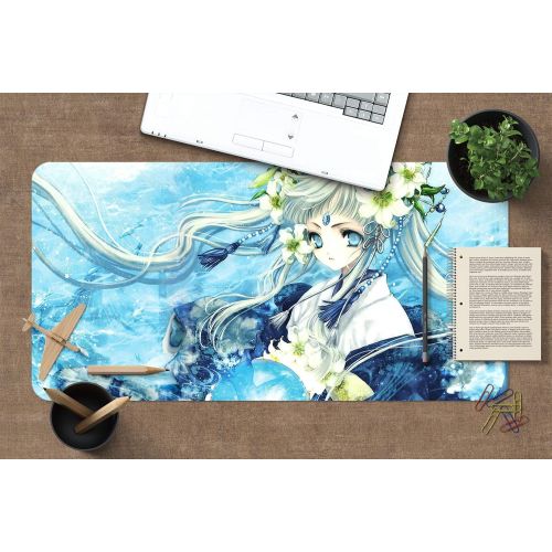  3D Ocean Girl 844 Japan Anime Game Non-Slip Office Desk Mouse Mat Game AJ WALLPAPER US Angelia (W120cmxH60cm(47x24))