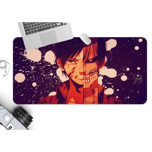  3D Attack On Titan 719 Japan Anime Game Non-Slip Office Desk Mouse Mat Game AJ WALLPAPER US Angelia (W120cmxH60cm(47x24))