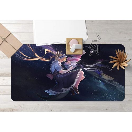  3D Beautiful Sisters Starry Sky 518 Japan Anime Game Non-Slip Office Desk Mouse Mat Game AJ WALLPAPER US Angelia (W120cmxH60cm(47x24))