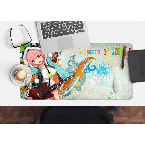  3D Super Sonico Colourful Guitar 791 Japan Anime Game Non-Slip Office Desk Mouse Mat Game AJ WALLPAPER US Angelia (W120cmxH60cm(47x24))