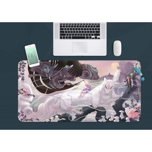  3D Natsume Animal Sky 763 Japan Anime Game Non-Slip Office Desk Mouse Mat Game AJ WALLPAPER US Angelia (W120cmxH60cm(47x24))