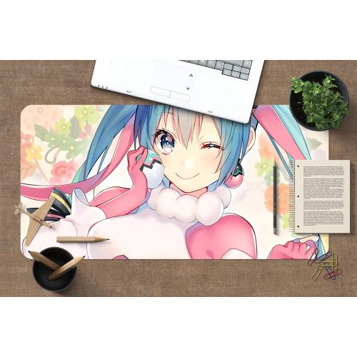  3D Hatsune Miku Colorful 748 Japan Anime Game Non-Slip Office Desk Mouse Mat Game AJ WALLPAPER US Angelia (W120cmxH60cm(47x24))
