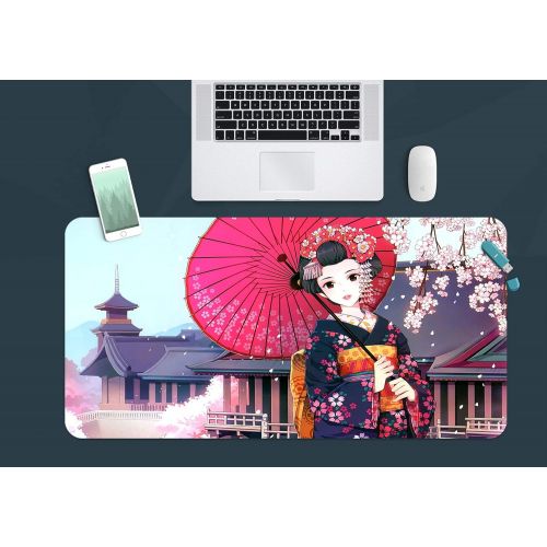  3D Kimono Beauty Architecture 838 Japan Anime Game Non-Slip Office Desk Mouse Mat Game AJ WALLPAPER US Angelia (W120cmxH60cm(47x24))