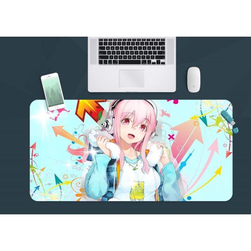  3D Super Sonico 790 Japan Anime Game Non-Slip Office Desk Mouse Mat Game AJ WALLPAPER US Angelia (W120cmxH60cm(47x24))