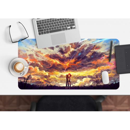  3D Your Name Colourful Cloud 828 Japan Anime Game Non-Slip Office Desk Mouse Mat Game AJ WALLPAPER US Angelia (W120cmxH60cm(47x24))