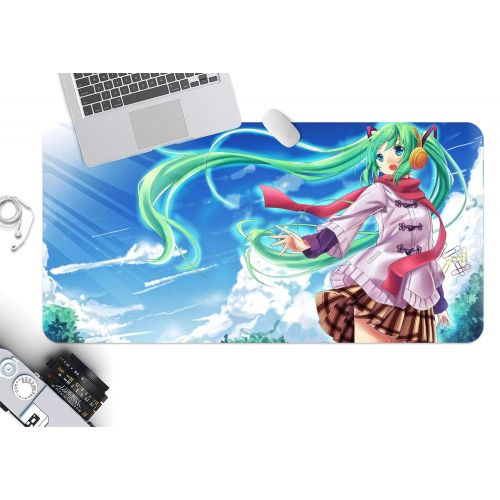  3D Hatsune Miku Blue Sky White Clouds 900 Japan Anime Game Non-Slip Office Desk Mouse Mat Game AJ WALLPAPER US Angelia (W120cmxH60cm(47x24))