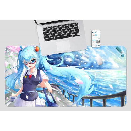  3D Hatsune Miku Beautiful Scenery Ocean 911 Japan Anime Game Non-Slip Office Desk Mouse Mat Game AJ WALLPAPER US Angelia (W120cmxH60cm(47x24))