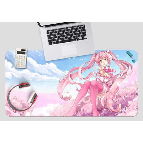  3D Hatsune Miku Pink Flowers 912 Japan Anime Game Non-Slip Office Desk Mouse Mat Game AJ WALLPAPER US Angelia (W120cmxH60cm(47x24))