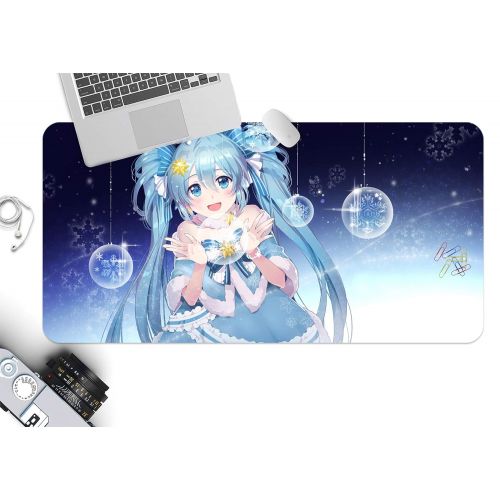  3D Hatsune Miku Snowflake 948 Japan Anime Game Non-Slip Office Desk Mouse Mat Game AJ WALLPAPER US Angelia (W120cmxH60cm(47x24))