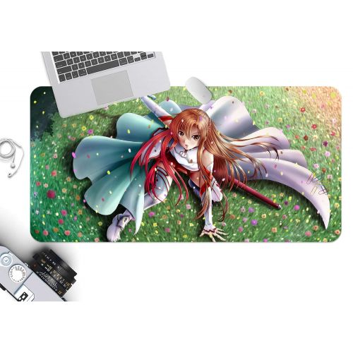  3D Sword Art Online Grassland 983 Japan Anime Game Non-Slip Office Desk Mouse Mat Game AJ WALLPAPER US Angelia (W120cmxH60cm(47x24))