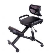 AJ ZJ Kneeling Chairs Kneeling Chair Knee Chair with Back and Handle Office Ergonomic Posture Leather Black Chair with Caster