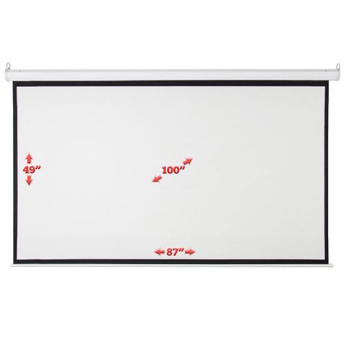  AK Energy Matte White 100 16:9 87 x 49 Viewing Area Motorized Projector Screen with Remote Meeting Room Office