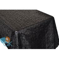 AK TRADING CO. AK-Trading Black Sequin Rectangular Tablecloth, Rain Drops Sequin Taffeta Fabric Sequin Table Cover- Black