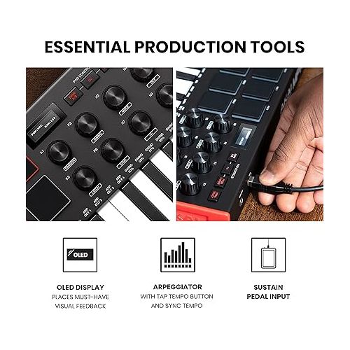  Recording Studio Package - Akai Professional MPK Mini MK3 USB MIDI Keyboard Controller and M-Audio BX3 3.5