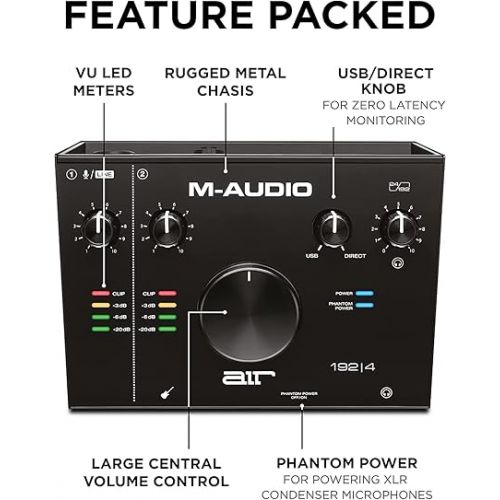  Akai Beat Maker Bundle - Akai Professional MPC Studio MIDI Controller Drum Machine, M-Audio AIR 192|4 Audio Interface, XLR Microphone, and Studio Headphones