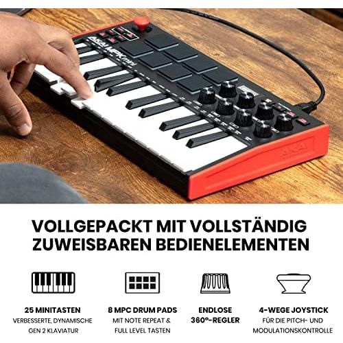  [아마존베스트]AKAI Professional MPK Mini MKIII - 25-Key USB MIDI Keyboard Controller with 8 Backlit Drum Pads, standard