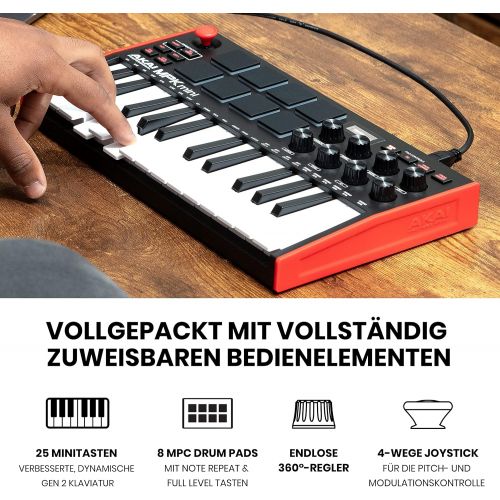  [아마존베스트]AKAI Professional MPK Mini MKIII - 25-Key USB MIDI Keyboard Controller with 8 Backlit Drum Pads, standard