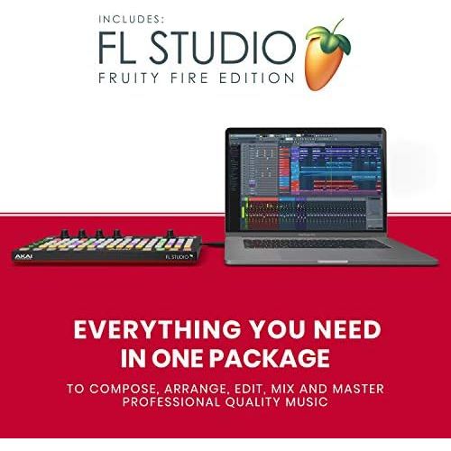  [아마존베스트]Akai Professional Fire  USB Midi Controller Keyboard with FL Studio, RGB LED, Drum Pad, Includes FL Studio Fruity Edition Software