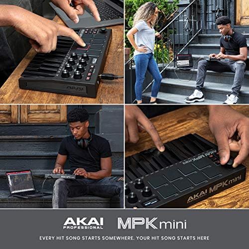  [아마존베스트]AKAI Pro fessional Midi Controller + Sustain Pedal Bundle - MPK Mini MK3 Black USB MIDI Keyboard Controller + M-Audio SP-2 Universal Sustain Pedal