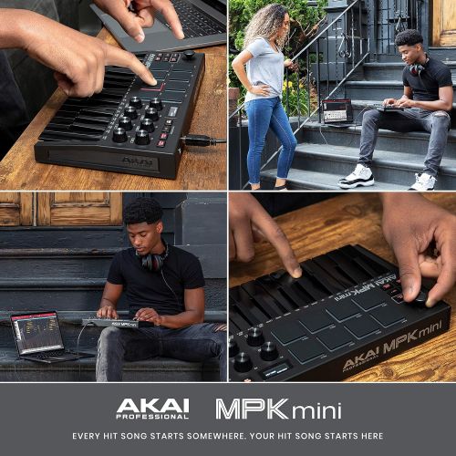  [아마존베스트]AKAI Pro fessional Midi Controller + Sustain Pedal Bundle - MPK Mini MK3 Black USB MIDI Keyboard Controller + M-Audio SP-2 Universal Sustain Pedal